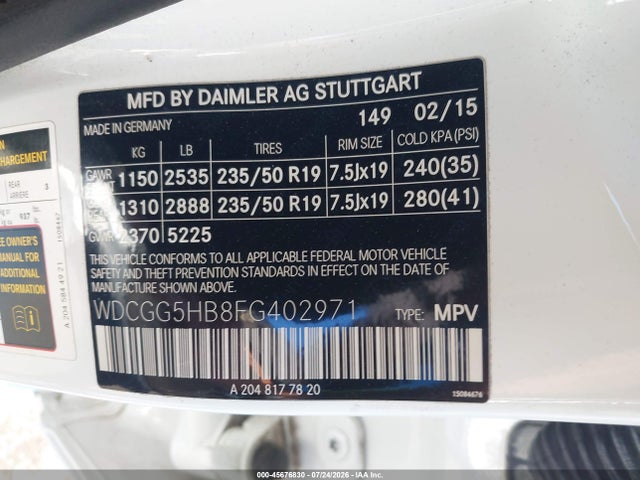Mercedes-Benz GLK 350 2015 WDCGG5HB8FG402971 Image 9