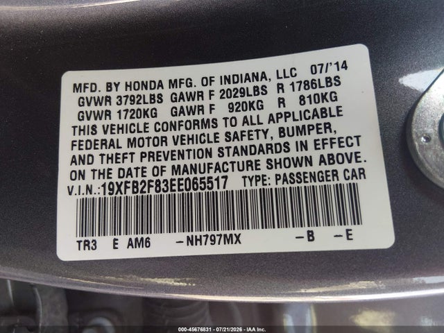 Honda CIVIC EX 2014 19XFB2F83EE065517 Image 9