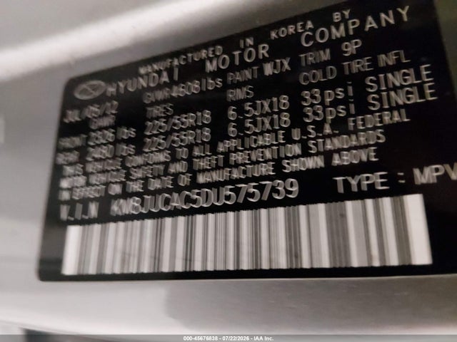 2013 Hyundai Tucson Limited მანქანა იყიდება აუქციონზე, vin: KM8JUCAC5DU575739, აუქციონის ნომერი: 45676838