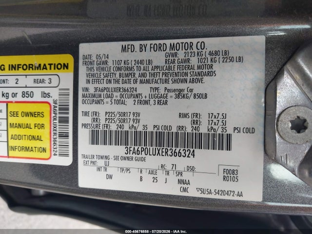 Ford Fusion Hybrid Se 2014 3FA6P0LUXER366324 Image 9