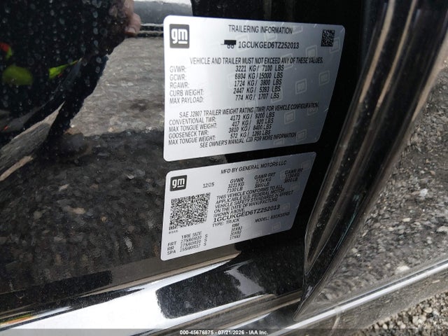 Aukcja sprzedaży 2026 Chevrolet Silverado 1500 4wd  Standard Bed Ltz, vin: 1GCUKGED6TZ252013, numer aukcji: 45676875