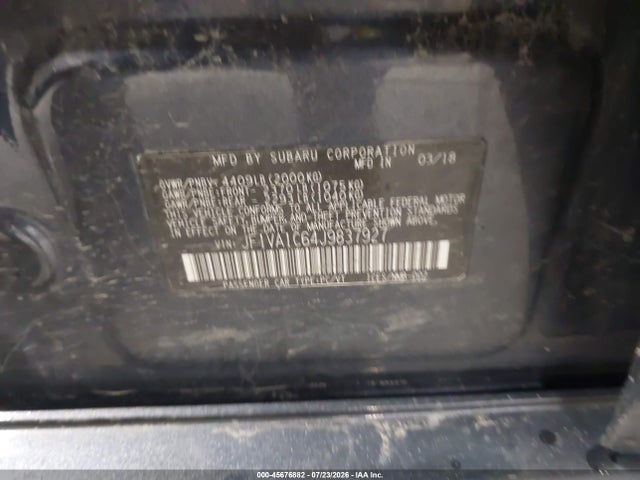Subaru Wrx Premium 2018 JF1VA1C64J9837927 Image 9