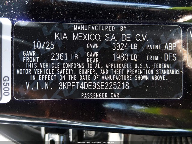 KIA K4 Lxs 2025 3KPFT4DE9SE225218 Image 9