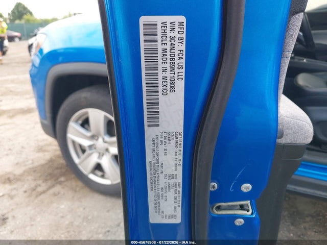 45676908 :رقم المزاد ، 3C4NJDBB9NT108085 vin ، 2022 Jeep Compass Latitude 4x4 مزاد بيع