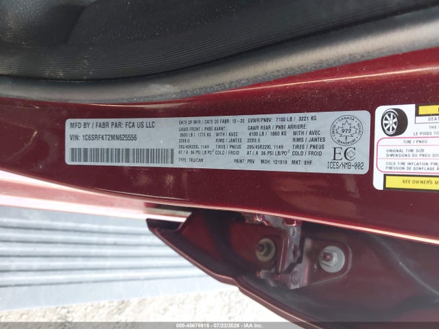 1C6SRFKT2MN625556 RAM 1500 Limited Longhorn