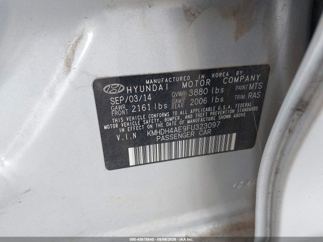 Hyundai Elantra Limited 2015 KMHDH4AE9FU323097 Image 9