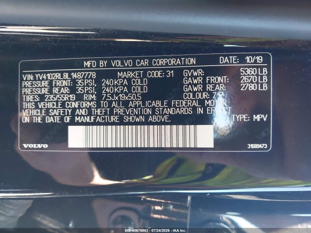 YV4102RL8L1487778 Volvo Xc60 T5 Inscription