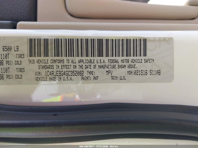 1C4RJEBG4GC352082 Jeep Grand Cherokee Limited