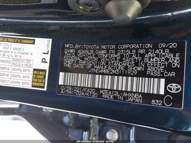 Toyota COROLLA SE 2021 JTND4MBE2M3111929 Image 9