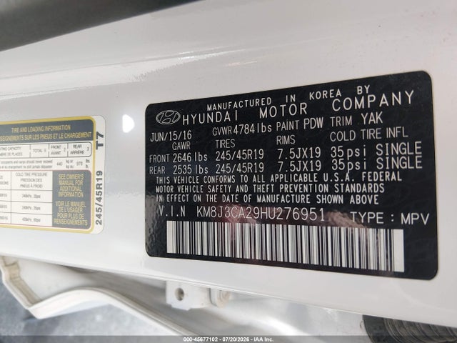 Hyundai Tucson Limited 2017 KM8J3CA29HU276951 Image 9