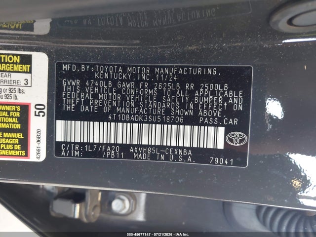 Toyota CAMRY LE 2025 4T1DBADK3SU518706 Image 9