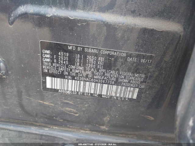 4S3BNAC60H3067708 Subaru Legacy 2.5i Premium