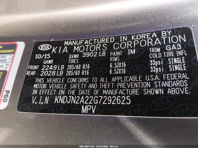 KIA Soul 2016 KNDJN2A22G7292625 Image 9