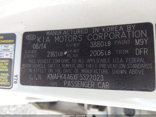KIA FORTE LX 2015 KNAFK4A6XF5322023 Image 9