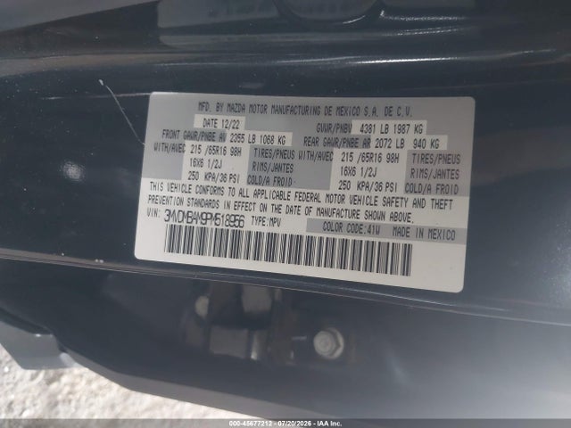 Продаж на аукціоні авто 2023 Mazda Cx-30 2.5 S, vin: 3MVDMBAM9PM518956, номер лоту: 45677212