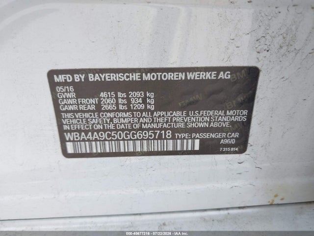 Продажа на аукционе авто 2016 Bmw 428i Gran Coupe, vin: WBA4A9C50GG695718, номер лота: 45677216