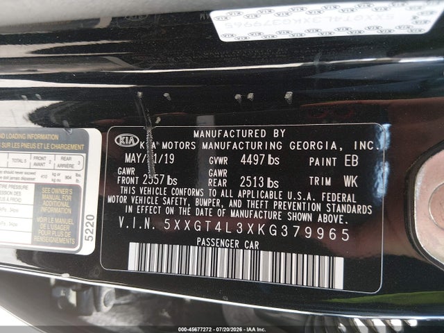 KIA Optima Lx 2019 5XXGT4L3XKG379965 Image 9