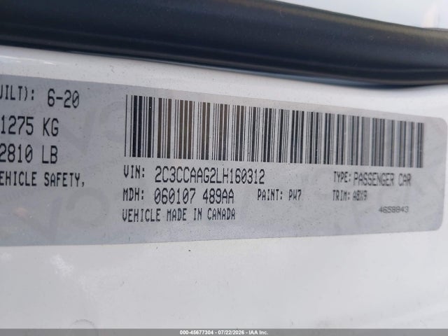 Продаж на аукціоні авто 2020 Chrysler 300 Touring, vin: 2C3CCAAG2LH160312, номер лоту: 45677304