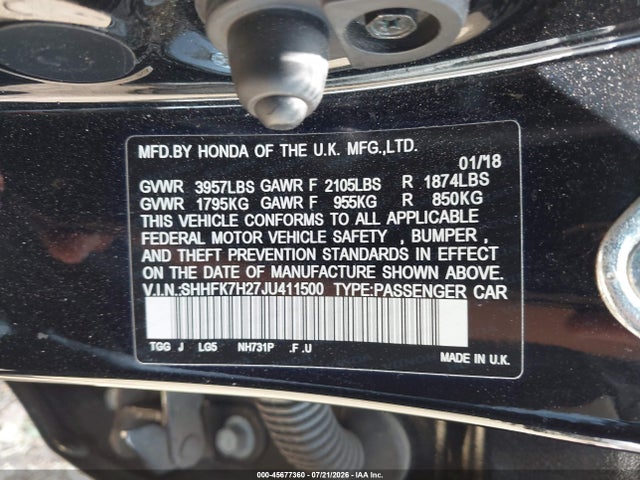 Honda Civic Lx 2018 SHHFK7H27JU411500 Image 9