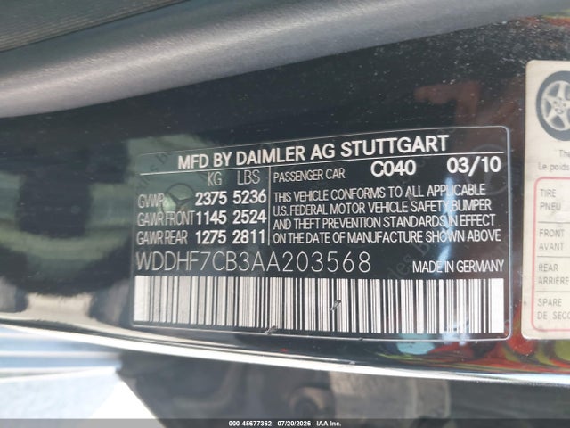 Продаж на аукціоні авто 2010 Mercedes-benz E 550, vin: WDDHF7CB3AA203568, номер лоту: 45677362