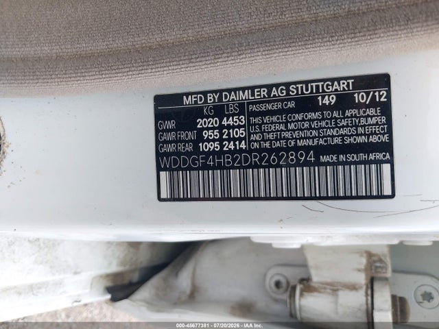 Aukcja sprzedaży 2013 Mercedes-benz C 250 Sport, vin: WDDGF4HB2DR262894, numer aukcji: 45677381
