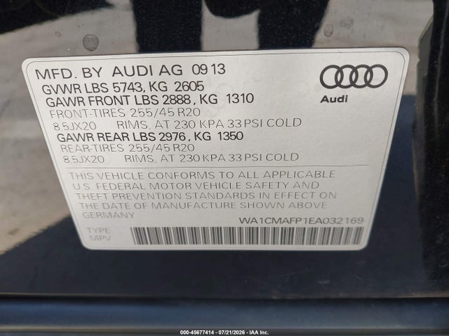 WA1CMAFP1EA032169 Audi Q5 3.0 Tdi Premium Plus