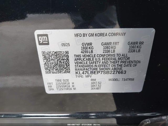 Продажа на аукционе авто 2025 Buick Envista Sport Touring Fwd, vin: KL47LBEP7SB227663, номер лота: 45677437