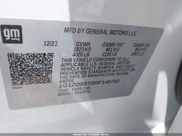 1G1ZD5ST0RF149740 Chevrolet Malibu Fwd 1lt