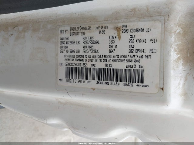 Продажа на аукционе авто 2000 Dodge Ram 1500 St, vin: 1B7HC13Z5YJ111952, номер лота: 45677499