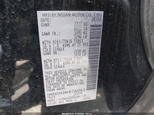 Nissan Frontier S 4x4 2024 1N6ED1EK1RN676061 Image 9