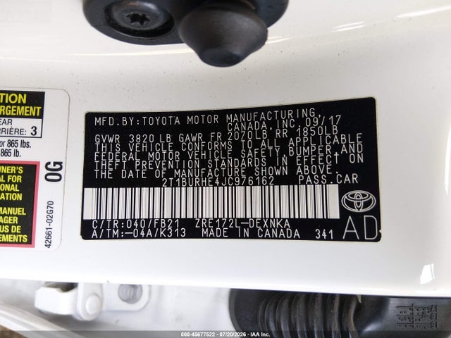 Toyota COROLLA LE 2018 2T1BURHE4JC976162 Image 9