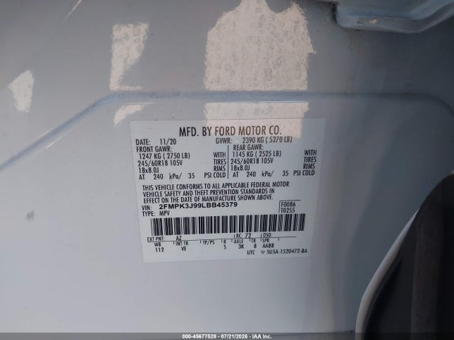 2FMPK3J99LBB45379 Ford EDGE SEL