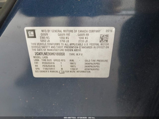GMC Terrain Sle-2 2017 2GKFLNE36H6180058 Image 9
