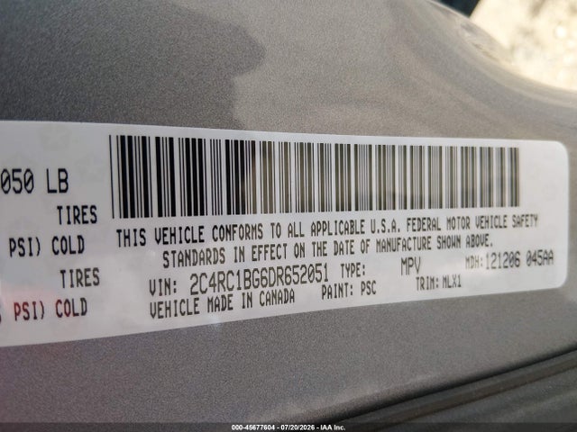 2013 Chrysler Town & Country Touring მანქანა იყიდება აუქციონზე, vin: 2C4RC1BG6DR652051, აუქციონის ნომერი: 45677604