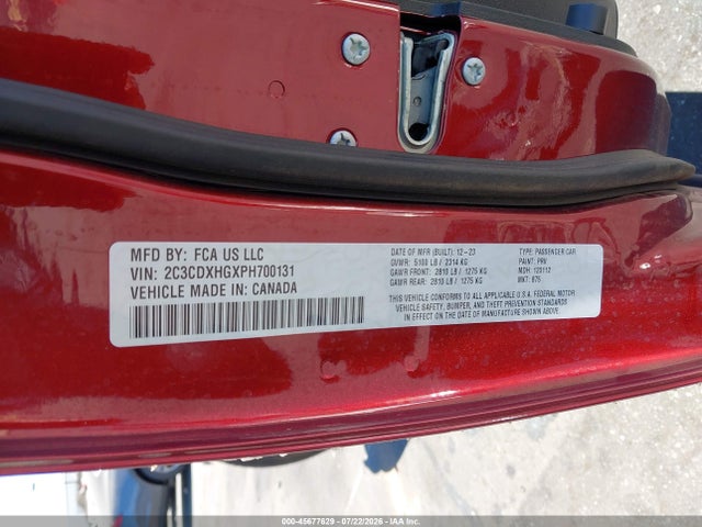 Продажа на аукционе авто 2023 Dodge Charger Gt, vin: 2C3CDXHGXPH700131, номер лота: 45677629