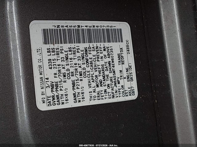 Nissan Rogue Select S 2014 JN8AS5MT4EW607351 Image 9