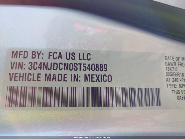 Продаж на аукціоні авто 2025 Jeep Compass Limited 4x4, vin: 3C4NJDCN0ST540889, номер лоту: 45677695