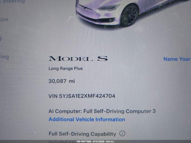 5YJSA1E2XMF424704 Tesla Model S Long Range Dual Motor All-wheel Drive/long Range Plus Dual Motor All-wheel Drive