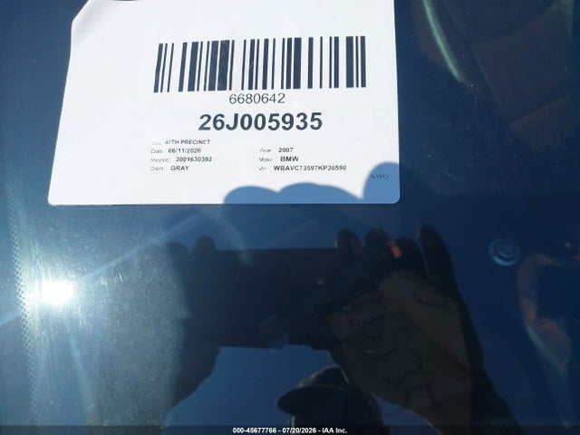 Aukcja sprzedaży 2007 Bmw 328xi, vin: WBAVC73597KP36590, numer aukcji: 45677766