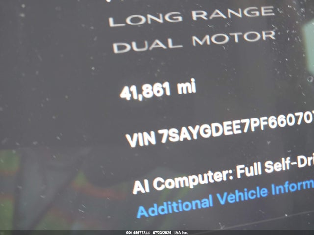 Aukcja sprzedaży 2023 Tesla Model Y Awd/long Range Dual Motor All-wheel Drive, vin: 7SAYGDEE7PF660707, numer aukcji: 45677844