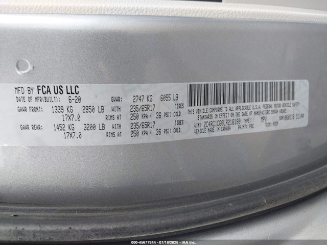 Aukcja sprzedaży 2020 Chrysler Voyager Lx, vin: 2C4RC1CG0LR216180, numer aukcji: 45677944