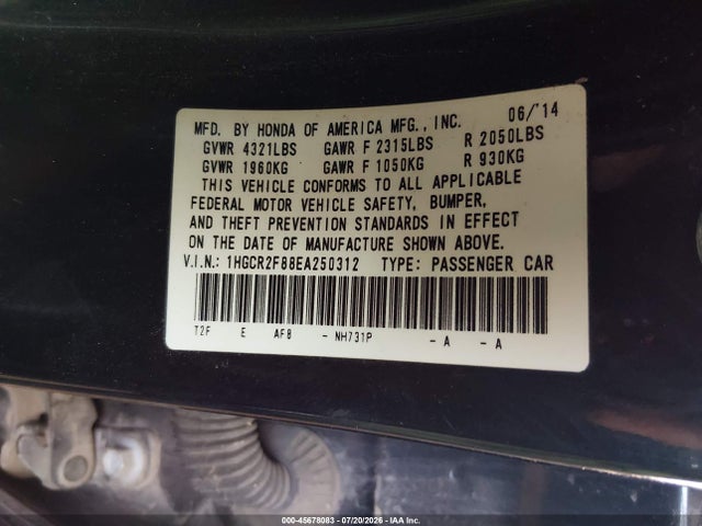 Honda Accord Ex-l 2014 1HGCR2F88EA250312 Image 9