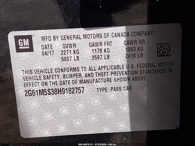 Продаж на аукціоні авто 2017 Cadillac Xts Luxury, vin: 2G61M5S38H9182757, номер лоту: 45678131