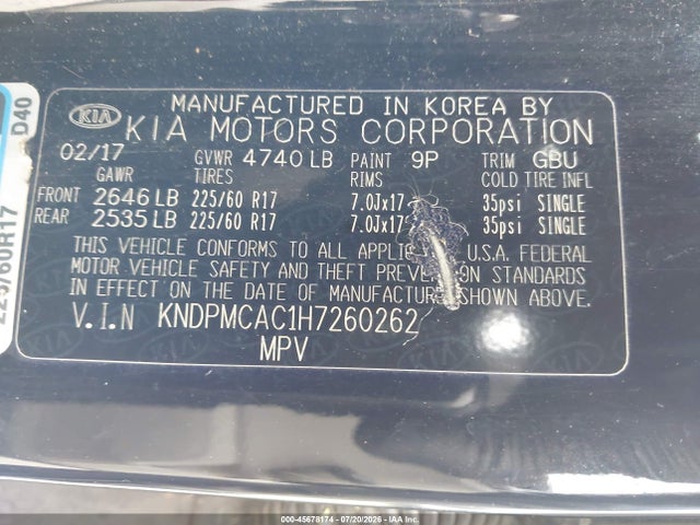 KIA Sportage Lx 2017 KNDPMCAC1H7260262 Image 9