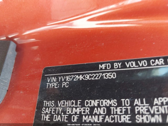 Aukcja sprzedaży 2012 Volvo C30 Premier Plus, vin: YV1672MK9C2271350, numer aukcji: 45678200