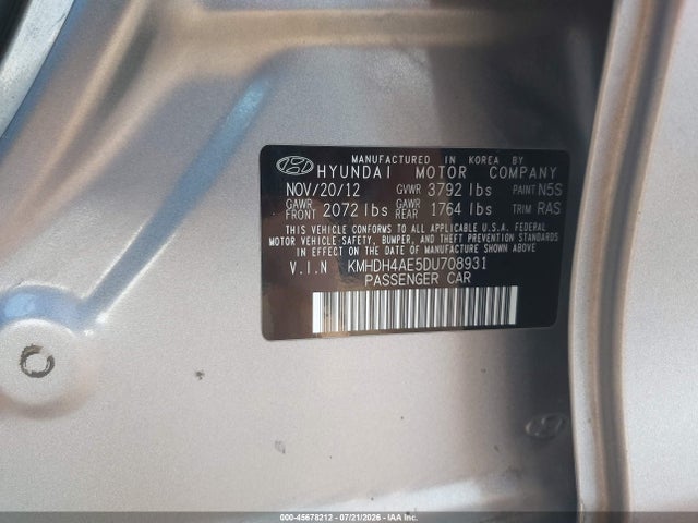Продаж на аукціоні авто 2013 Hyundai Elantra Gls, vin: KMHDH4AE5DU708931, номер лоту: 45678212