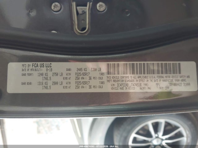 Aukcja sprzedaży 2018 Dodge Journey Se, vin: 3C4PDCAB1JT474516, numer aukcji: 45678293