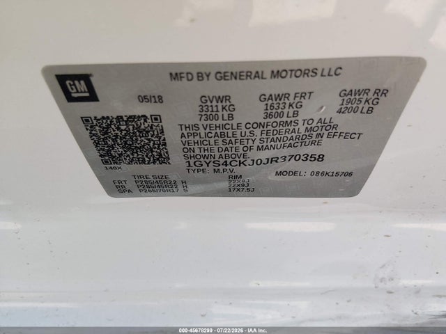 Продажа на аукционе авто 2018 Cadillac Escalade Premium Luxury, vin: 1GYS4CKJ0JR370358, номер лота: 45678299