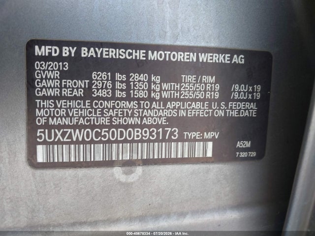 Aukcja sprzedaży 2013 Bmw X5 Xdrive35d, vin: 5UXZW0C50D0B93173, numer aukcji: 45678334