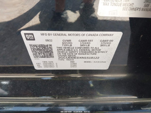 2GCUDDEDXN1518122 Chevrolet Silverado 1500 4wd Standard Bed Lt